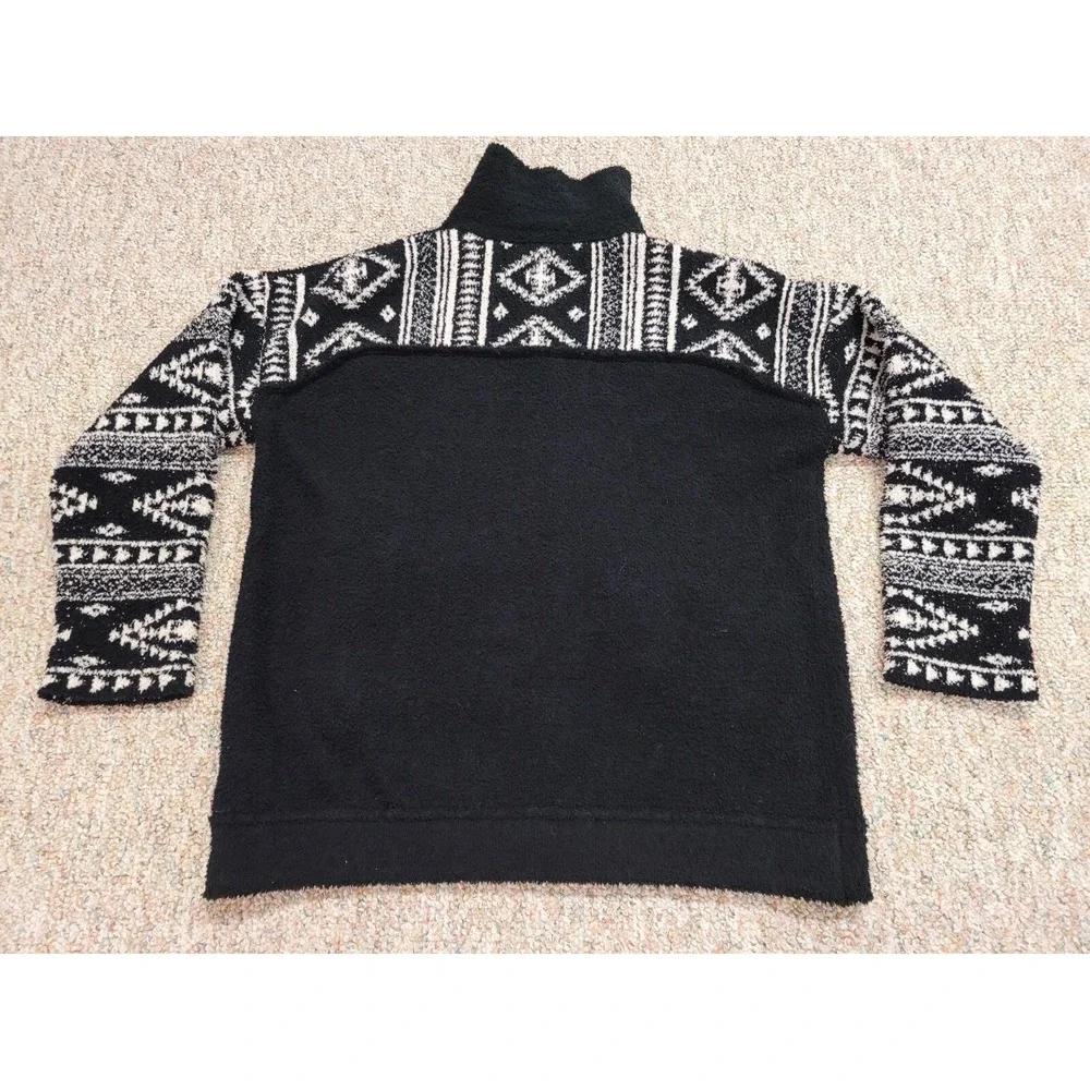 Miss Me Jacket Womens Small Black White Wubby Print Button‎ Down Soft Fuzzy